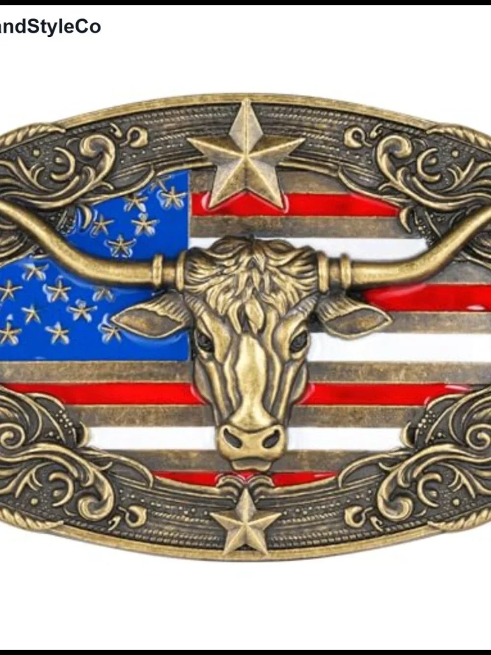 Western Cowboy Belt Buckle Longhorn Bull Texas Vintage 3.5